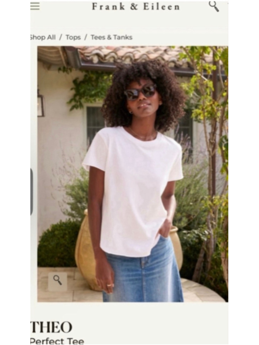 Frank & Eileen Theo Perfect Tee, White, Short Sleeve XL New!